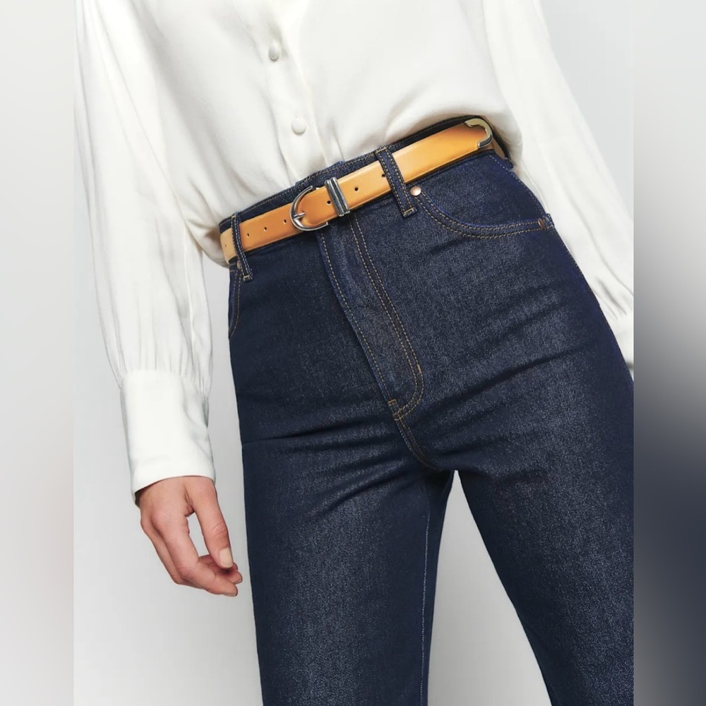 New! Reformation Cowboy High Rise Straight Long Jeans Dark Blue Denim 🤠 size 29 - Picture 11 of 16
